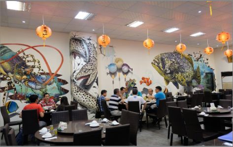 汉寿海鲜餐厅墙体彩绘